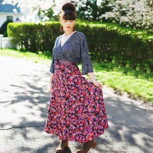 Pink Spring Floral Maxi Skirt!
